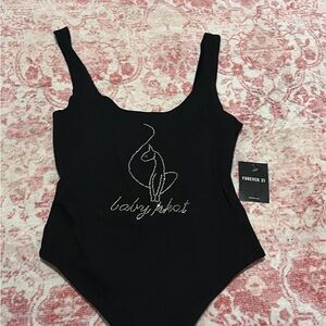 Forever 21 Black Graphic One Piece Swimsuit